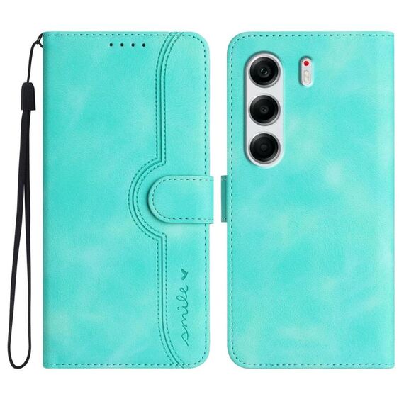 Per Tecno Camon 40 Pro 4G Custodia in pelle con motivo a cuore (azzurro chiaro)
