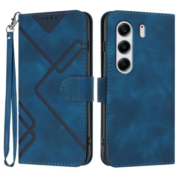Per Tecno Camon 40 Pro 4G Custodia in pelle con motivo a linee (blu reale)