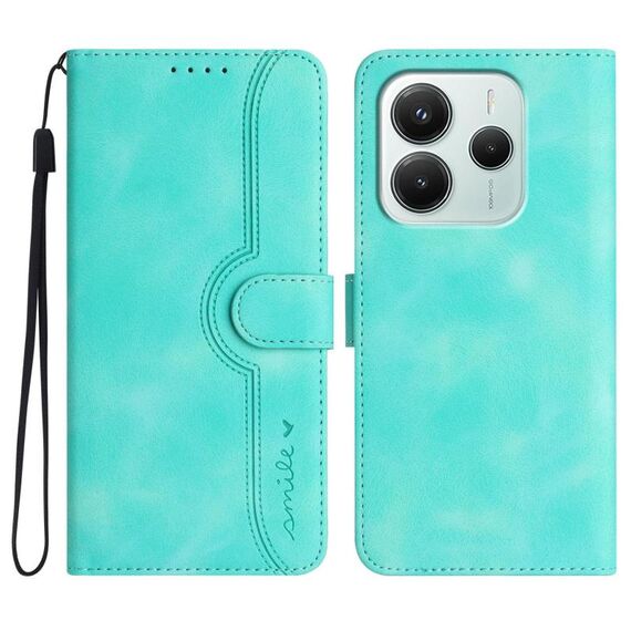 Per Redmi Note 14 4G 164,84 mm Custodia in pelle con motivo a cuore (azzurro chiaro)