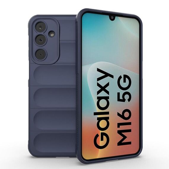 Per Samsung Galaxy M16 5G Magic Shield TPU + Custodia in flanella per telefono (blu scuro)
