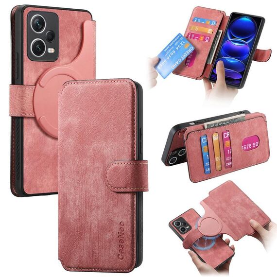 Per Redmi Note 12 Pro 5G CaseNeo MagSafe RFID Anti-furto Custodia in pelle retrò per telefono (rosa)