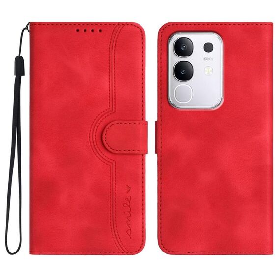 Per vivo Y29 4G Custodia in pelle con motivo a cuore (rosso)