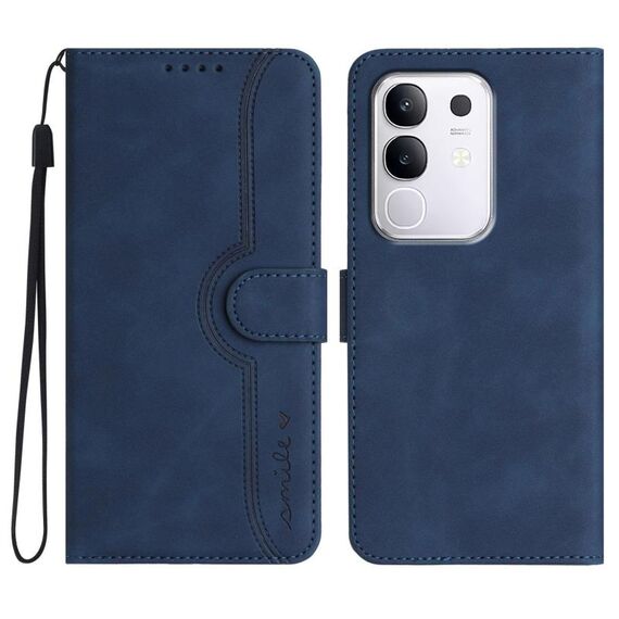 Per vivo Y29 4G Custodia in pelle con motivo a cuore (blu reale)