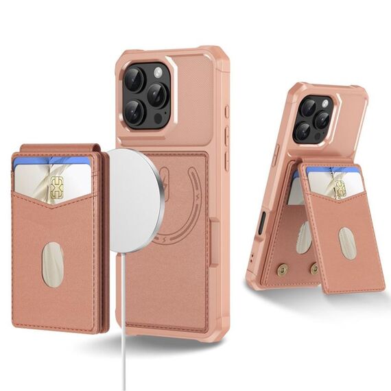 Per iPhone 16 Pro 2 in 1 Custodia magnetica MagSafe in pelle con retro per telefono (rosa)
