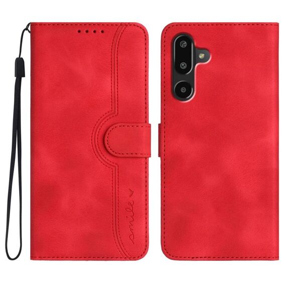 Per Samsung Galaxy F16 5G / M16 5G Custodia in pelle con motivo a cuore (rosso)