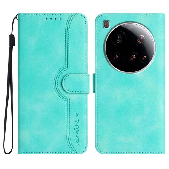 Per Xiaomi 15 Ultra Heart Pattern Custodia in pelle con motivo a pelle (azzurro chiaro)