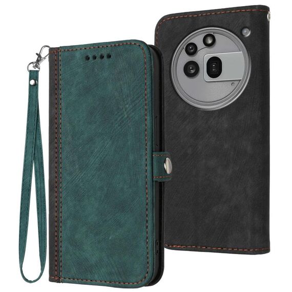 Per Nothing Phone 3a Pro Custodia in pelle con cinturino a doppia piega e fibbia laterale (verde scuro)