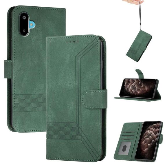 Per Samsung Galaxy F06 5G / M06 5G Custodia in pelle con chiusura a scatto Cubic Skin Feel (verde)