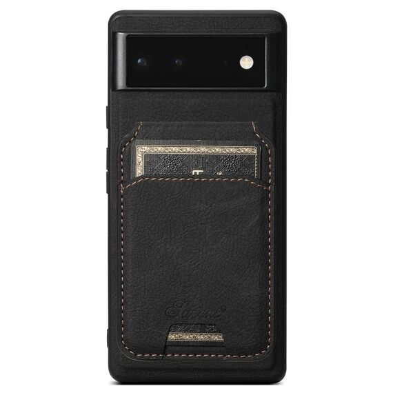 Per Google Pixel 9 Suteni H16 Custodia per telefono con portafoglio staccabile in pelle con texture Litchi (nero)