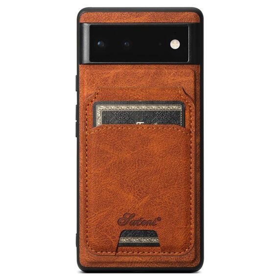 Per Google Pixel 9 Suteni H16 Custodia per telefono con portafoglio staccabile in pelle con texture Litchi (cachi)