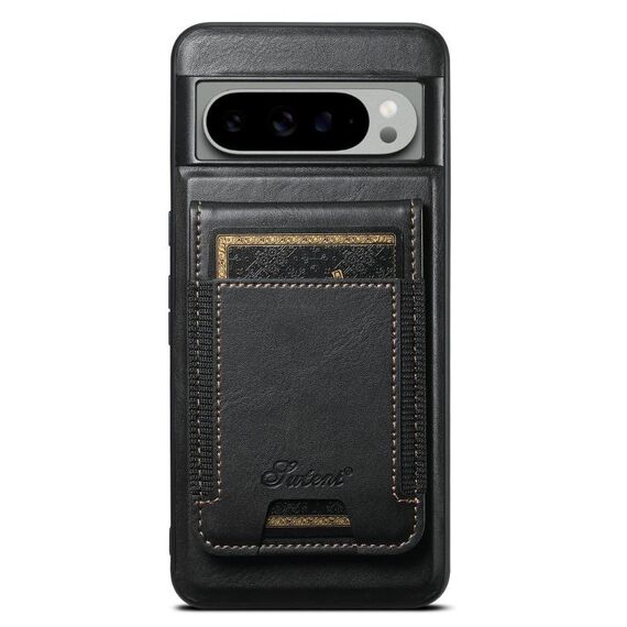 Per Google Pixel 9 Pro XL Suteni H17 Oil Eax Custodia per telefono con portafoglio staccabile in pelle (nero)