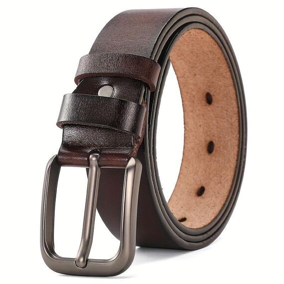 Dandali Cintura con fibbia ad ardiglione in pelle anticata da uomo, cintura casual con fibbia ad ardiglione semplice, lunghezza: 120 cm (caffè)