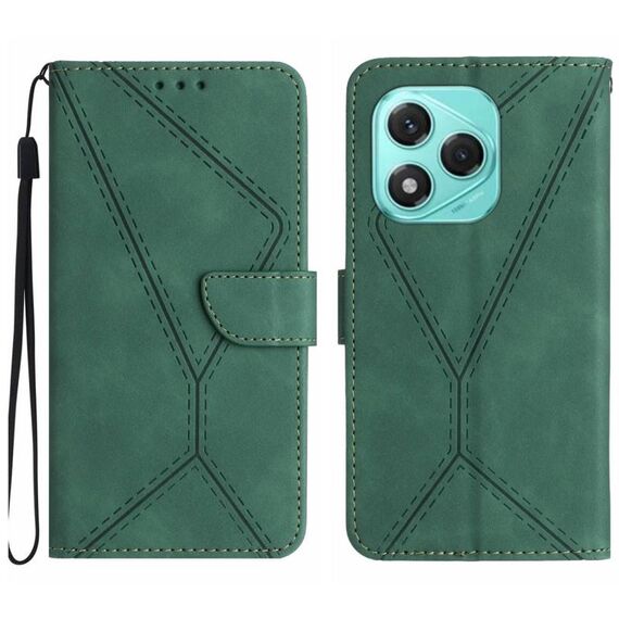 Custodia per telefono in pelle goffrata con cuciture per Honor 400 Lite (verde)