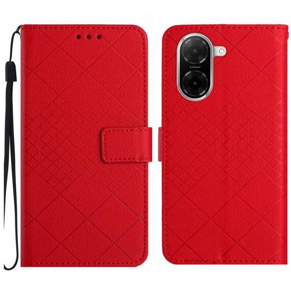 Custodia in pelle con trama a griglia rombica per Redmi A5 4G 171,7 mm / Poco C71 (rosso)
