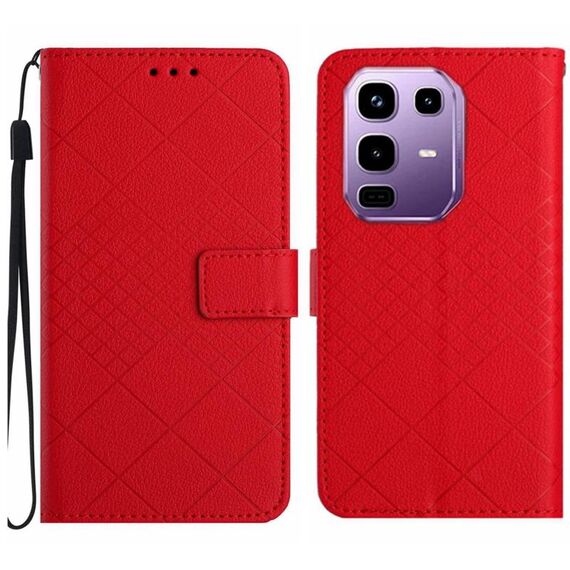 Custodia in pelle con trama a griglia rombica per Infinix Note 50 Pro 4G / Note 50 4G (rossa)