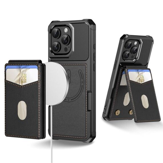 Per iPhone 11 Pro Max 2-in-1 Custodia magnetica MagSafe in pelle con retro per telefono (nero)