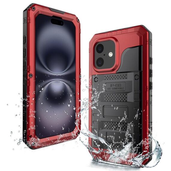 Per iPhone 16 Plus Custodia per telefono in silicone ibrido in metallo a quattro strati (rosso)
