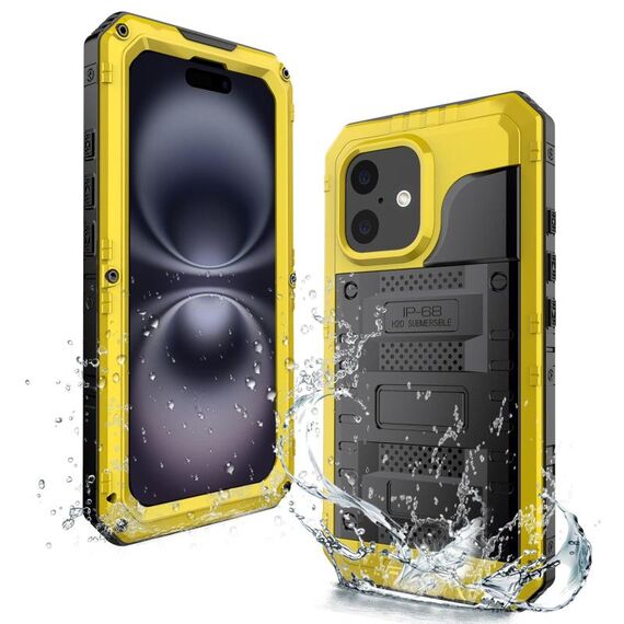 Per iPhone 16 Plus Custodia per telefono in silicone ibrido in metallo a quattro strati (giallo)