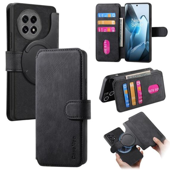 Per OnePlus Ace 5 CaseNeo MagSafe RFID Anti-furto Retro Custodia in pelle per telefono (Nero)