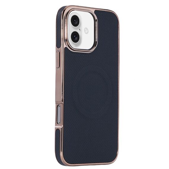 Per iPhone 16 Custodia per telefono MagSafe in pelle con adesivo laterale morbido galvanico (nero)