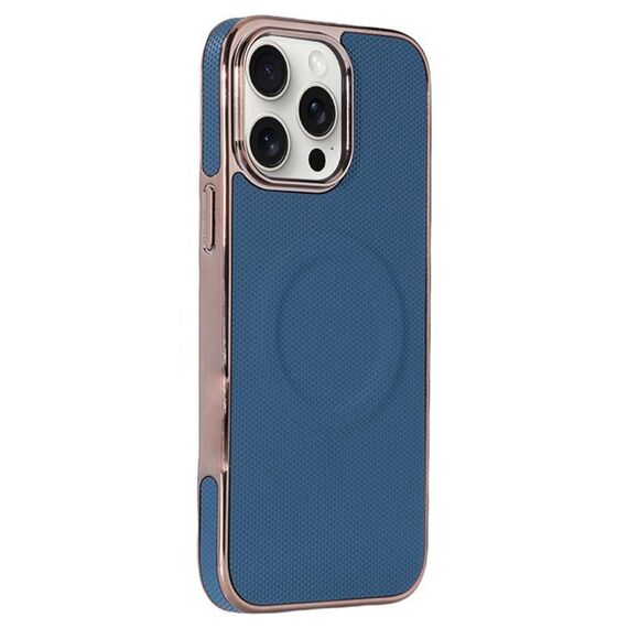 Per iPhone 12 Pro Custodia per telefono MagSafe in pelle con adesivo laterale morbido galvanizzato (blu scuro)