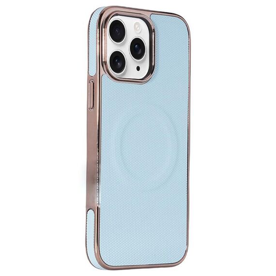 Per iPhone 11 Pro Max Custodia per telefono MagSafe in pelle con adesivo laterale morbido galvanizzato (azzurro cielo)