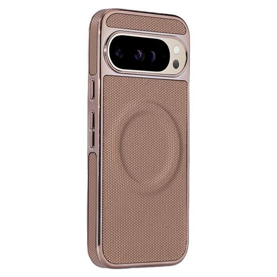 Per Google Pixel 9 Pro XL Custodia per telefono MagSafe in pelle con adesivo laterale morbido galvanizzato (oro)