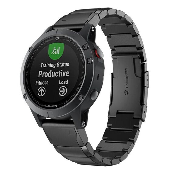 Per Garmin QuickFit 26mm Kalebol Turtle Back Buckle cinturino in acciaio inossidabile (nero)