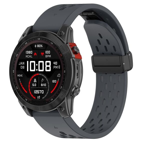 Per Garmin QuickFit 20mm Kalebol Cinturino in silicone con fibbia magnetica (grigio)