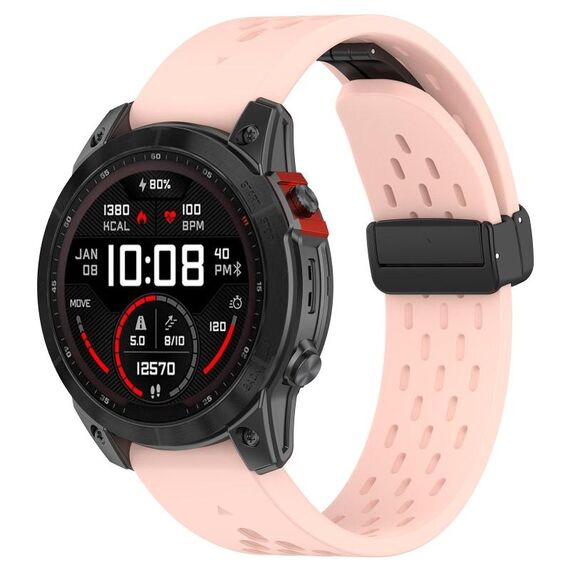 Per Garmin QuickFit 26mm Kalebol Cinturino in silicone con fibbia magnetica (rosa chiaro)