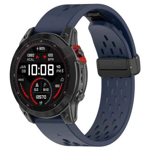 Per Garmin QuickFit 26mm Kalebol Cinturino in silicone con fibbia magnetica (blu scuro)