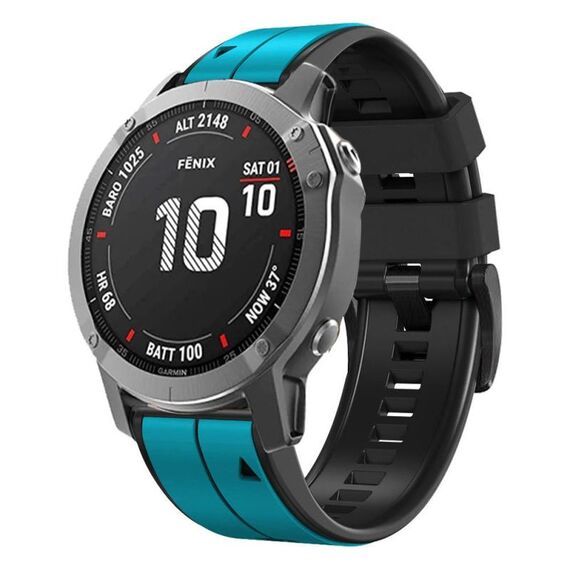 Per Garmin QuickFit 22mm Kalebol Cinturino in silicone bicolore con perno (azzurro cielo)