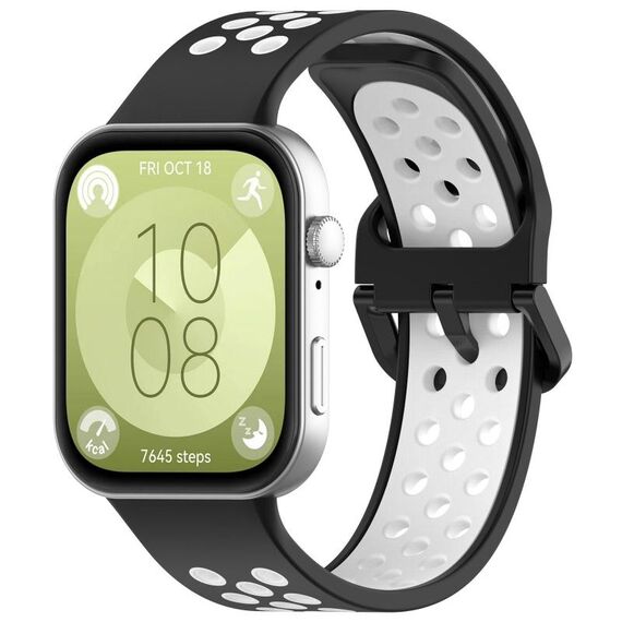 Per Huawei Watch Fit3 Kalebol Cinturino in silicone bicolore (nero bianco)