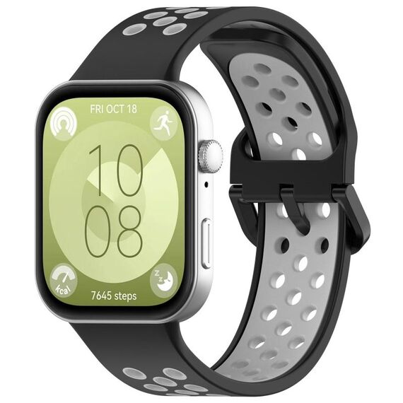 Per Huawei Watch Fit3 Kalebol Cinturino in silicone bicolore (nero grigio)