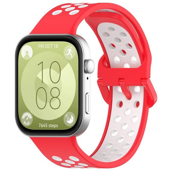 Per Huawei Watch Fit3 Kalebol Cinturino in silicone bicolore (rosso bianco)