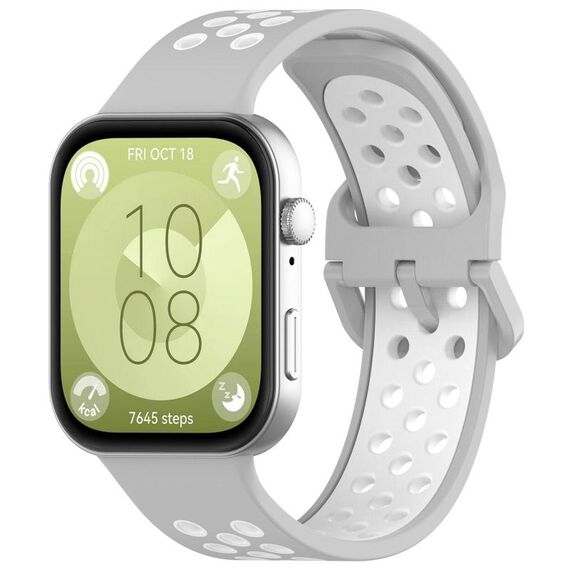 Per Huawei Watch Fit3 Kalebol Cinturino in silicone bicolore (grigio bianco)