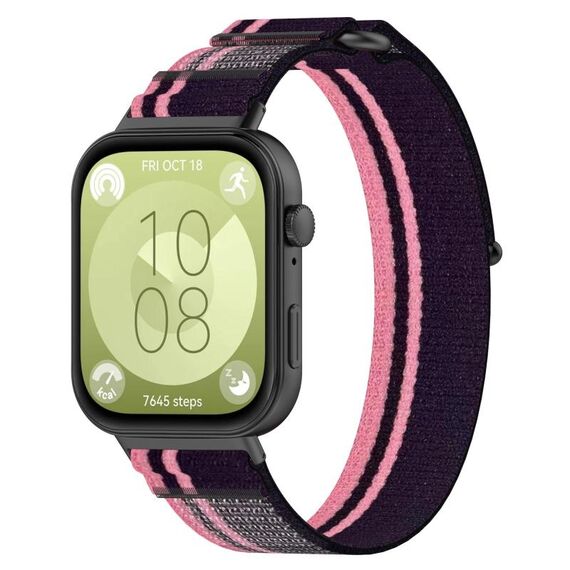 Per Huawei Watch Fit 3 Kalevol Wild Path Cinturino in nylon (rosa + viola)
