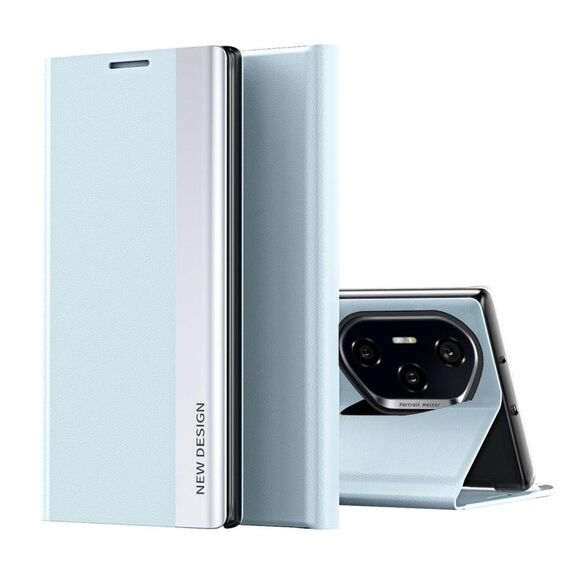 Custodia per telefono in pelle adsorbimento elettrolitica laterale per Honor 300 Pro (azzurro chiaro)