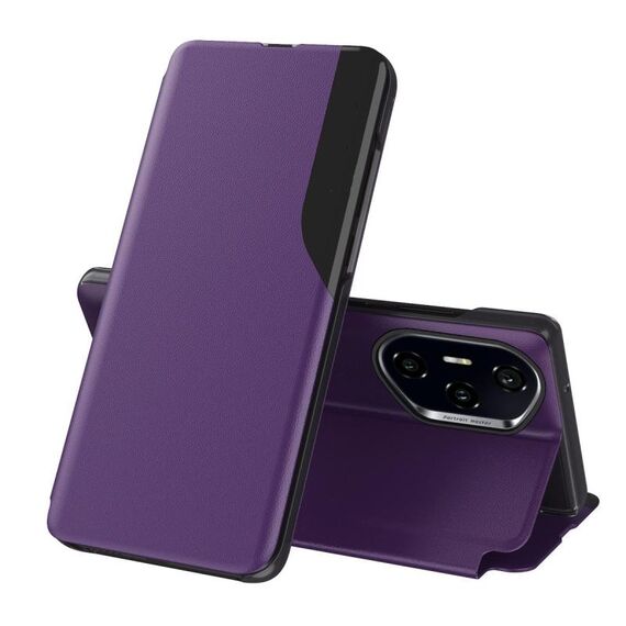 Custodia in pelle con supporto a ribalta per Honor 300 Pro Attraction (viola)