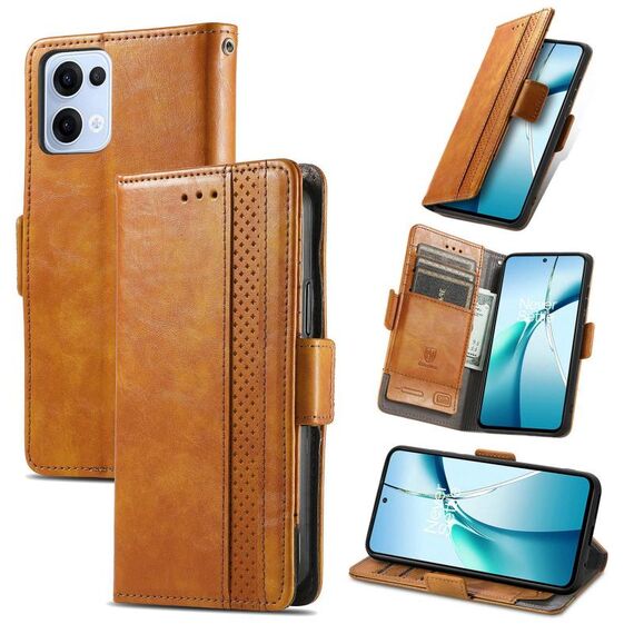 Per OPPO Reno13 Pro CaseNeo Splicing Dual Magnetic Buckle Custodia in pelle per telefono (cachi)