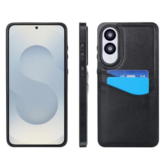 Per Samsung Galaxy S25 Edge 5G Custodia per telefono in pelle Litchi con slot per schede (nero)