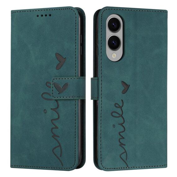 Per Samsung Galaxy S25 Edge 5G Custodia in pelle con stampa a cuore e cordino lungo (verde)