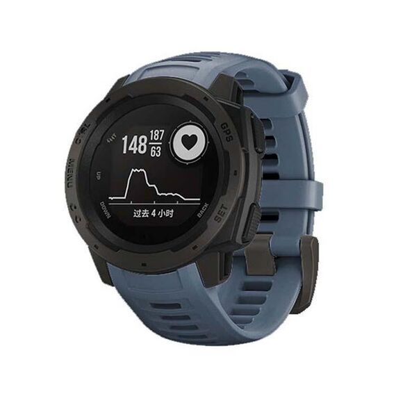 Per Garmin Instinct 22mm Kalebol cinturino in silicone con fibbia in acciaio (blu navy)