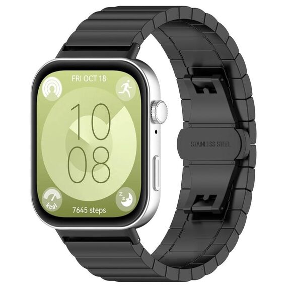 Per Huawei Watch Fit3 Kalebol Solid Cinturino in Acciaio Inossidabile (Nero)