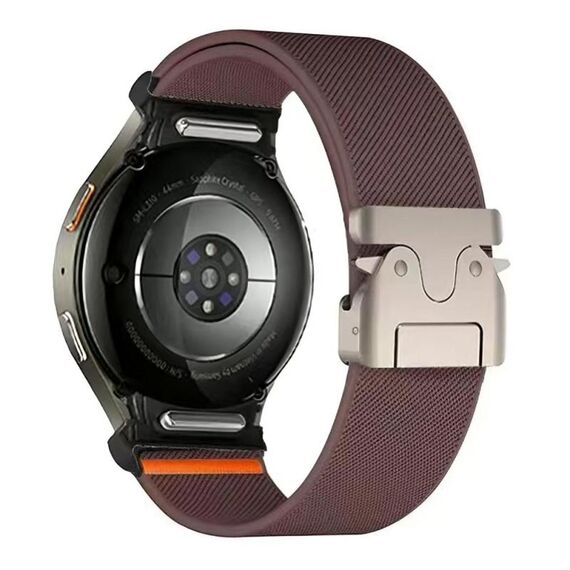 Per Samsung Galaxy Watch 7/6/5/4, cinturino elastico in nylon con fibbia a paracadute e connettore a pulsante (viola fumo)