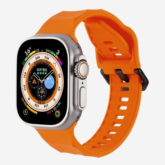 Per Apple Watch 46mm / 49mm / 45mm / 44mm Kalebol Ripple Sports Cinturino in silicone (arancione)