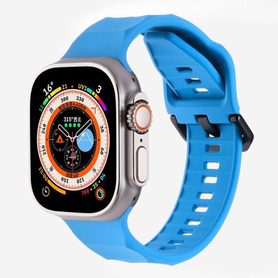 Per Apple Watch 46mm / 49mm / 45mm / 44mm Kalebol Ripple Sports Cinturino in silicone (blu)