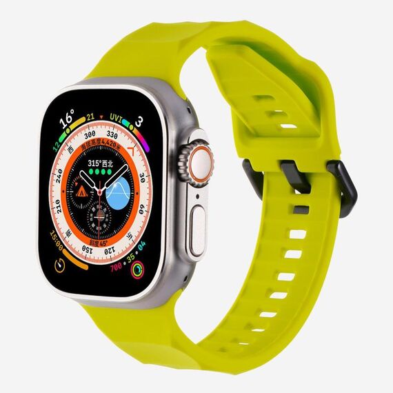 Per Apple Watch 46mm / 49mm / 45mm / 44mm Kalebol Ripple Sports Cinturino in silicone (verde fluorescente)