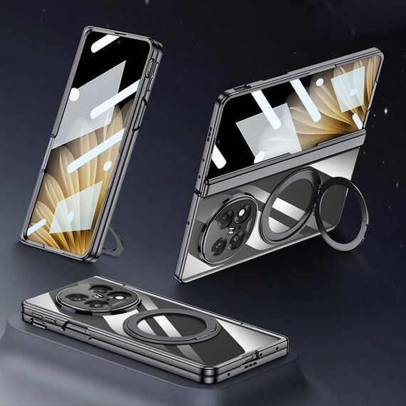 Per OPPO Find N5 GKK Custodia per telefono con supporto per rotazione con cerniera magnetica pieghevole integrata (nero)