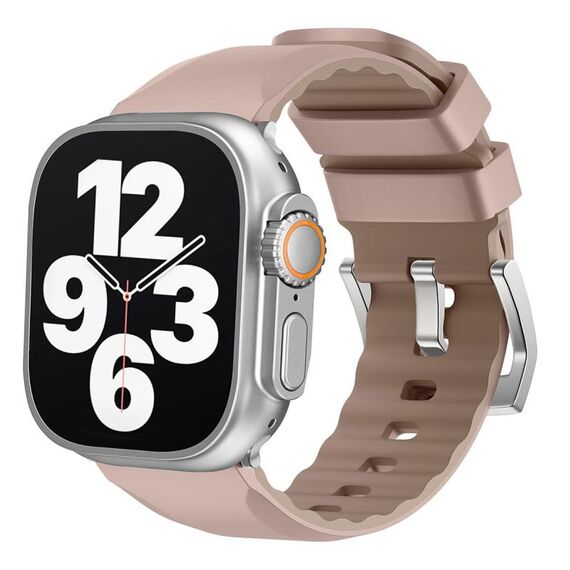 Per Apple Watch 46mm / 49mm / 45mm / 44mm Cinturino in silicone bicolore Kalebol Contrast (rosa sabbia)
